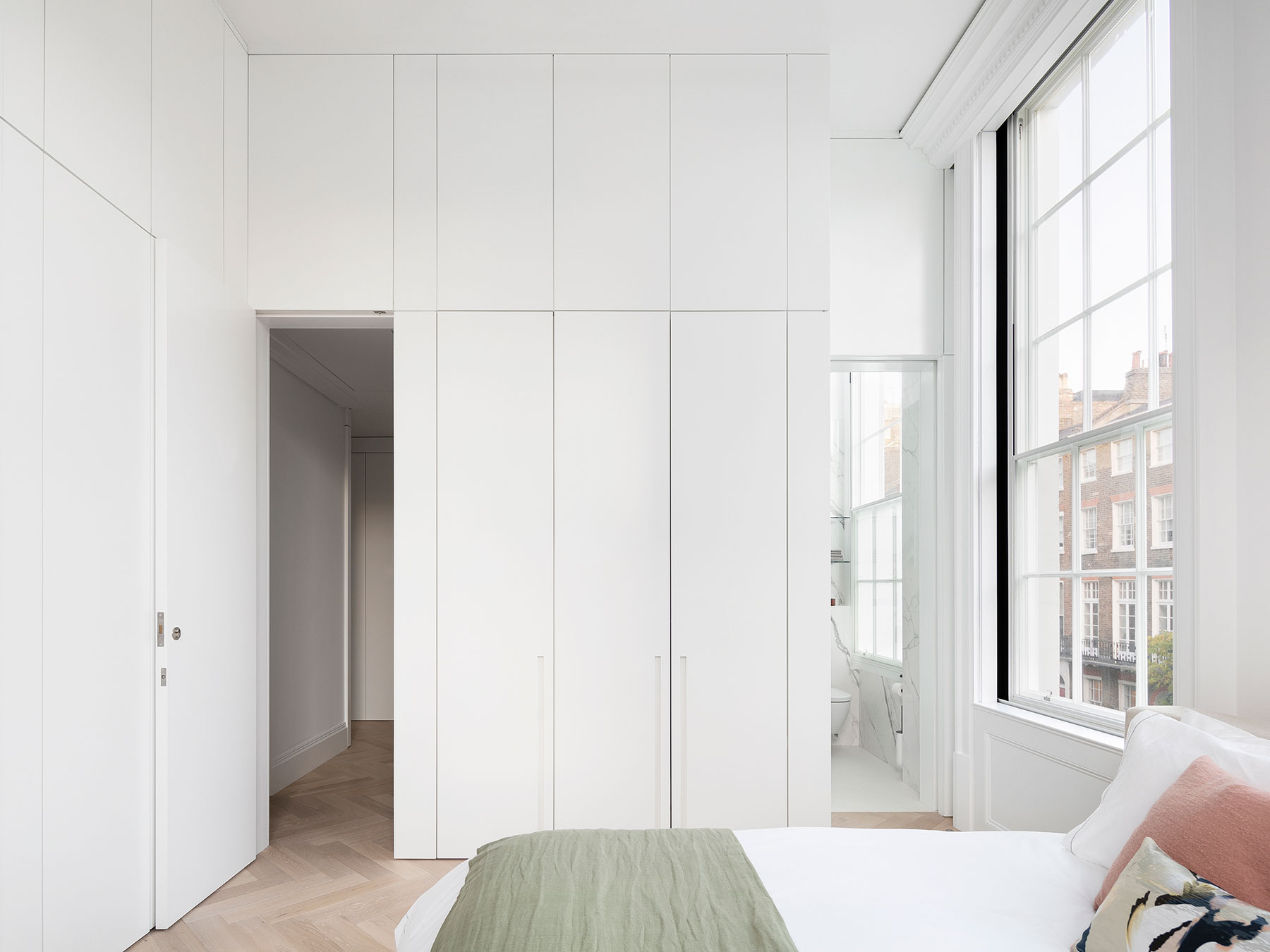 View of intergrated storage showing doors in open positions