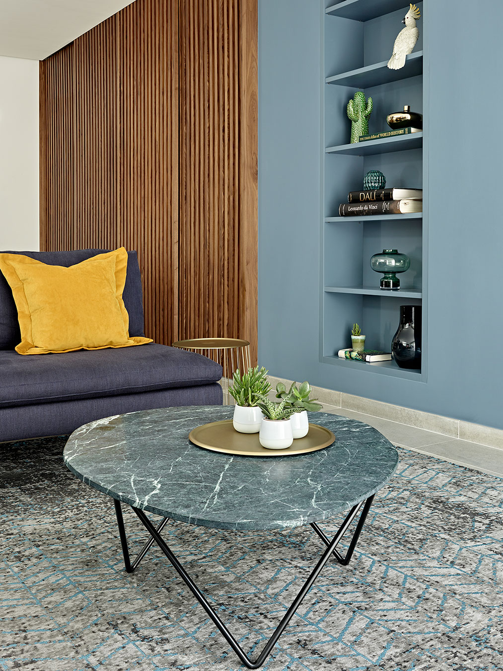 Detail view of Black Walnut sliding doors in open and closed positions