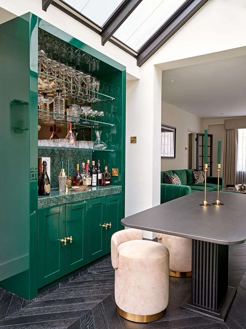 Overview of the informal dining area of this central London apartment.