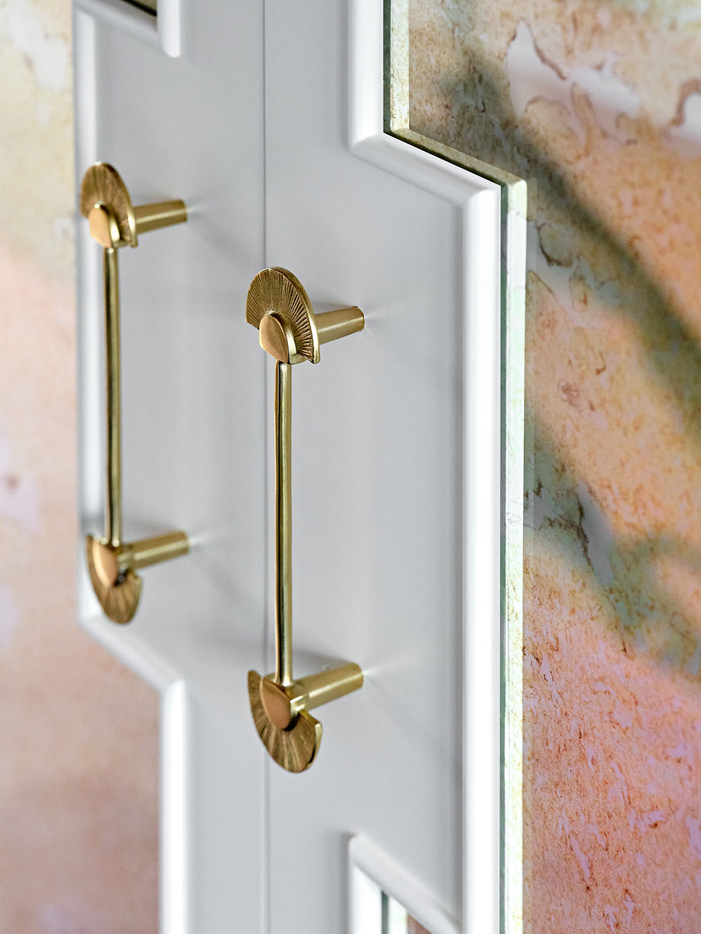 Handles of antique bronze mirror wardrobes